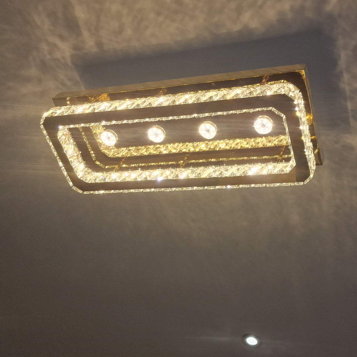 Rectangle Crystallic LED Pendant Ceiling Lights with hanging crystals -Colour Changing Dimmable with Remote Control-6001-700-210
