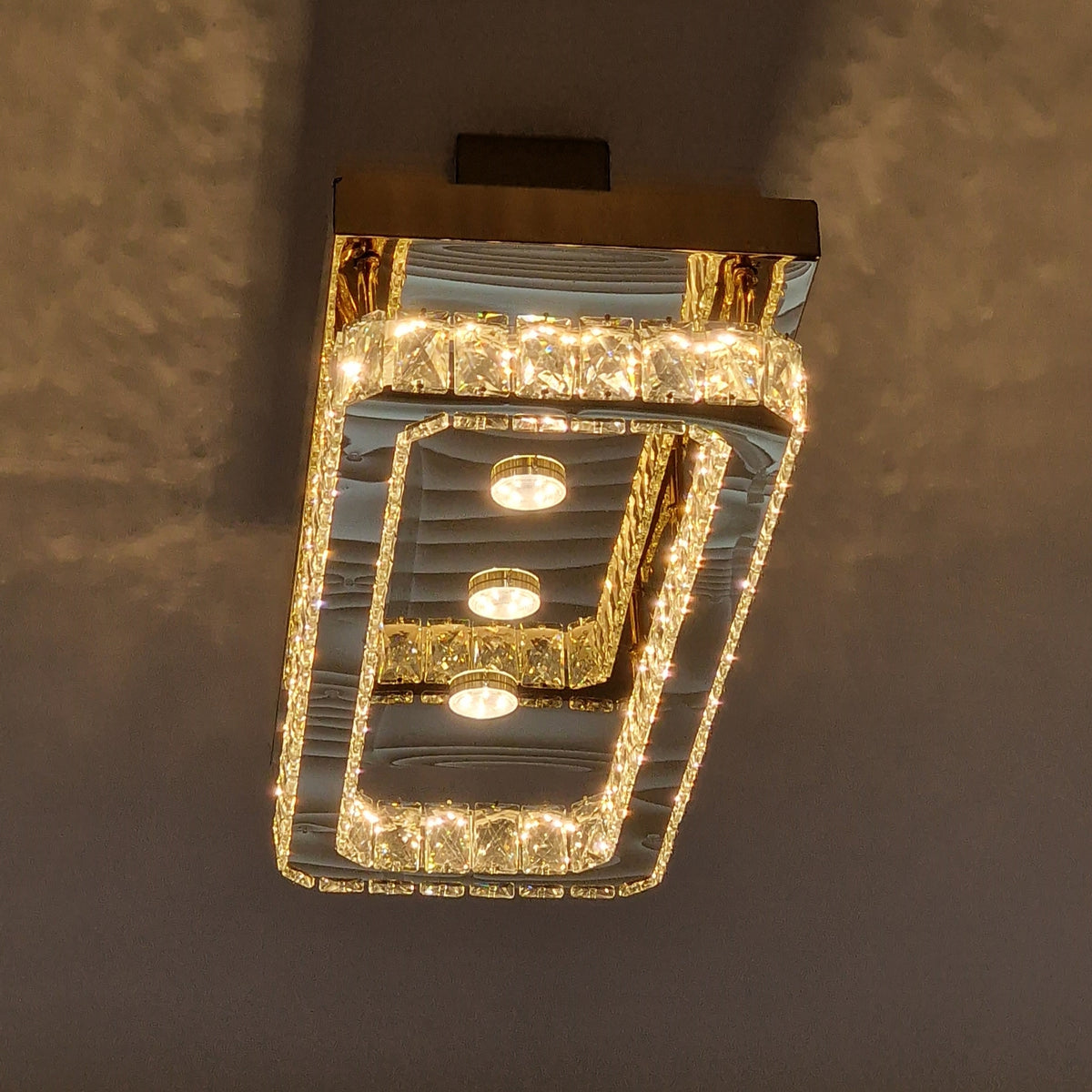 Rectangle Crystallic LED Pendant Ceiling Lights with hanging crystals -Colour Changing Dimmable with Remote Control-6001-700-210