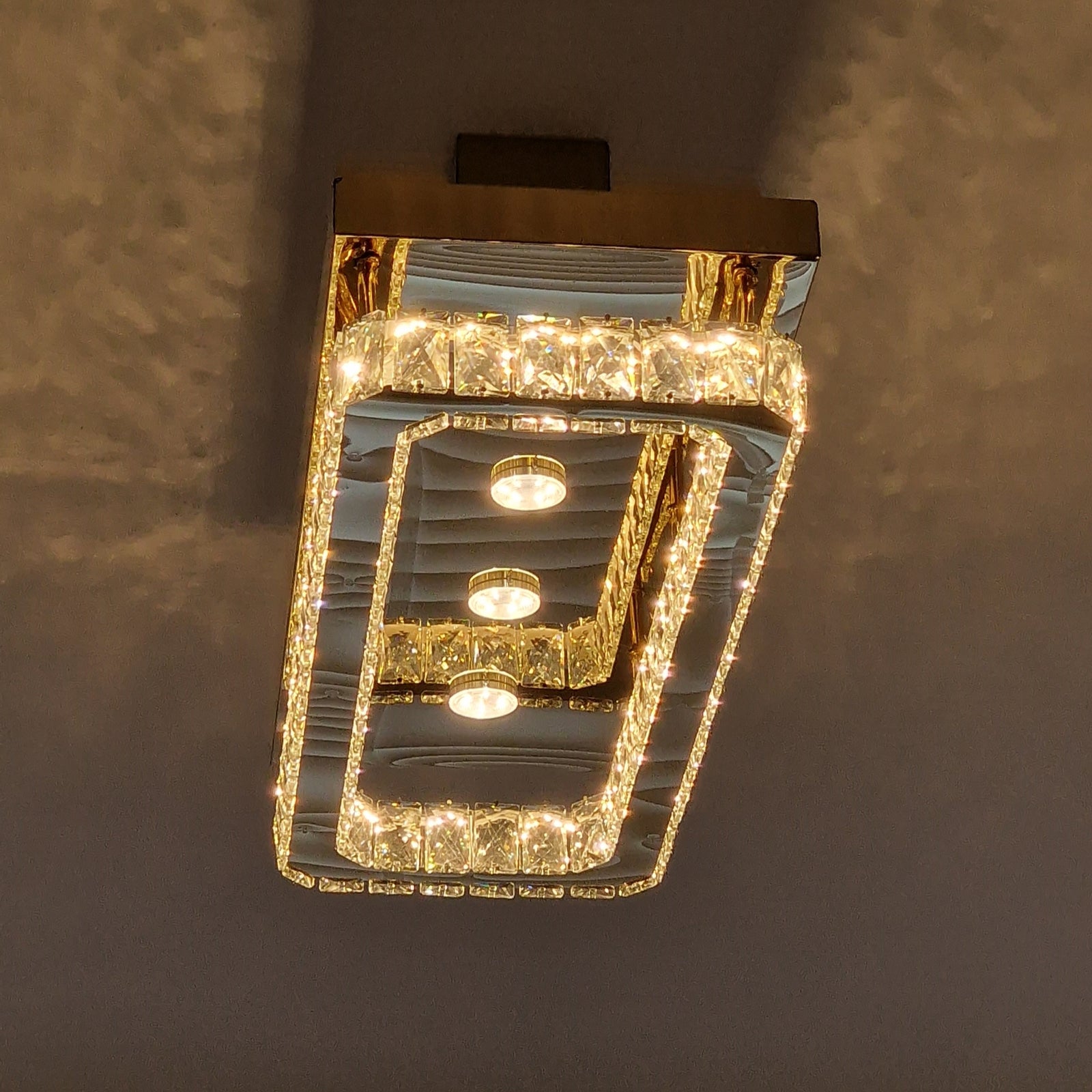Rectangle Crystallic LED Pendant Ceiling Lights with hanging crystals -Colour Changing Dimmable with Remote Control-6001-700-210