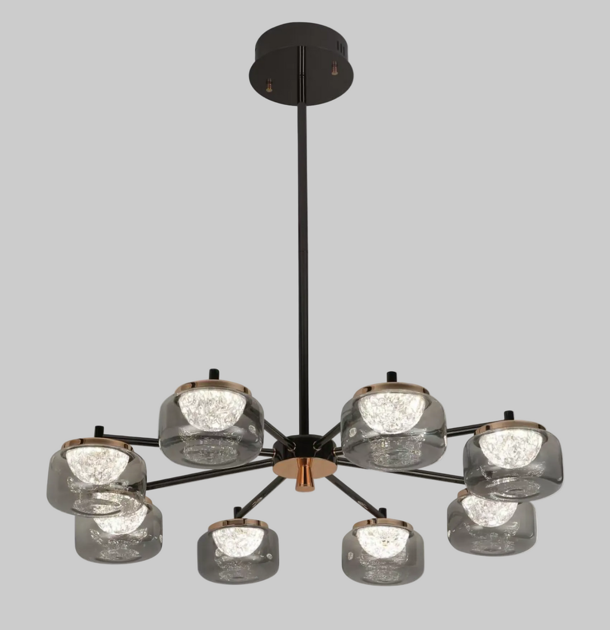 Modern Black & Smoke Glass LED Chandelier – Luxury Ceiling Light - 03 Pattern