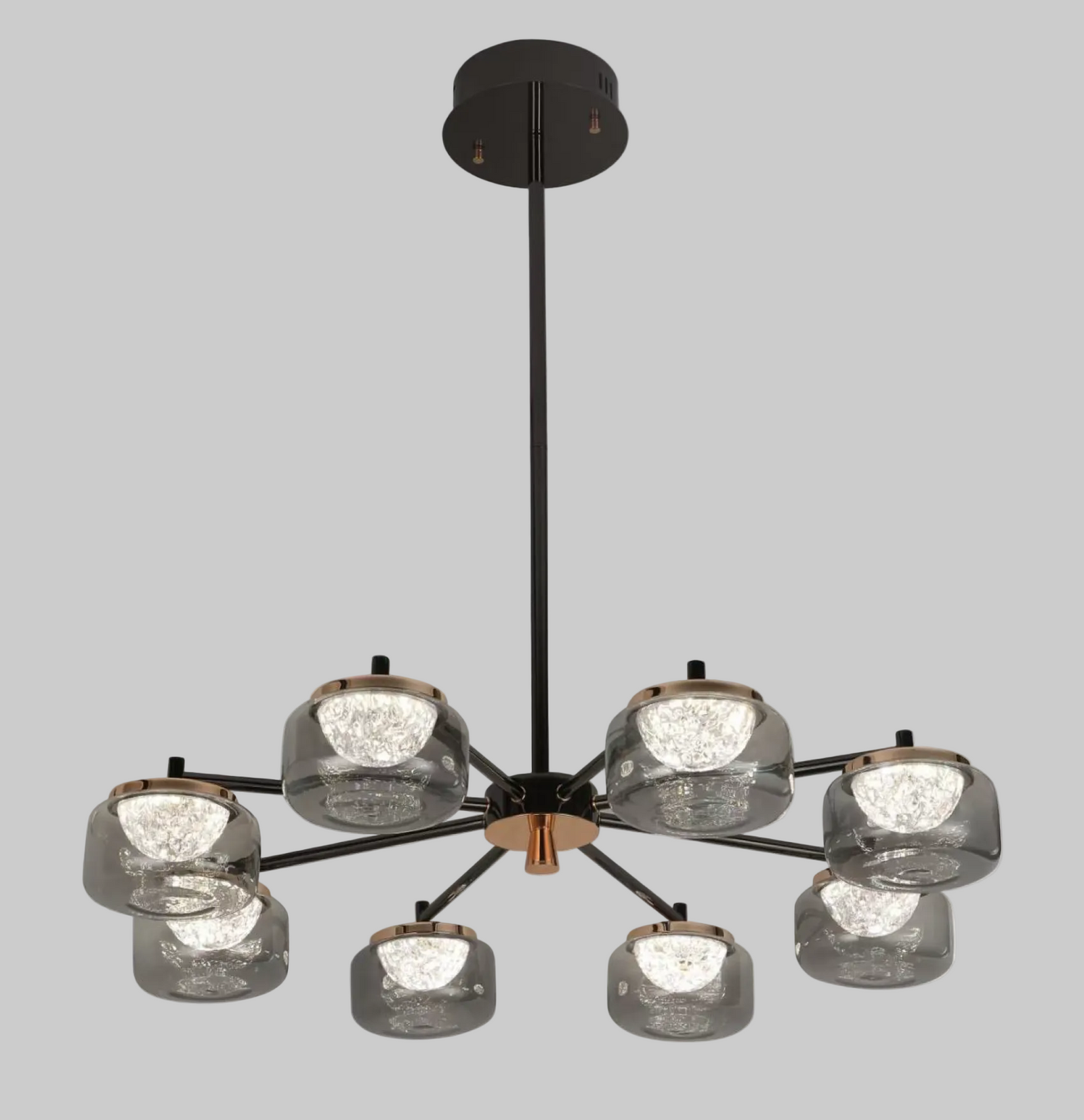 Modern Black & Smoke Glass LED Chandelier – Luxury Ceiling Light - 03 Pattern