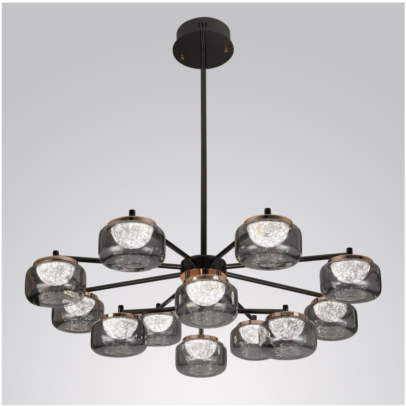 Modern Black & Smoke Glass LED Chandelier – Luxury Ceiling Light - 03 Pattern