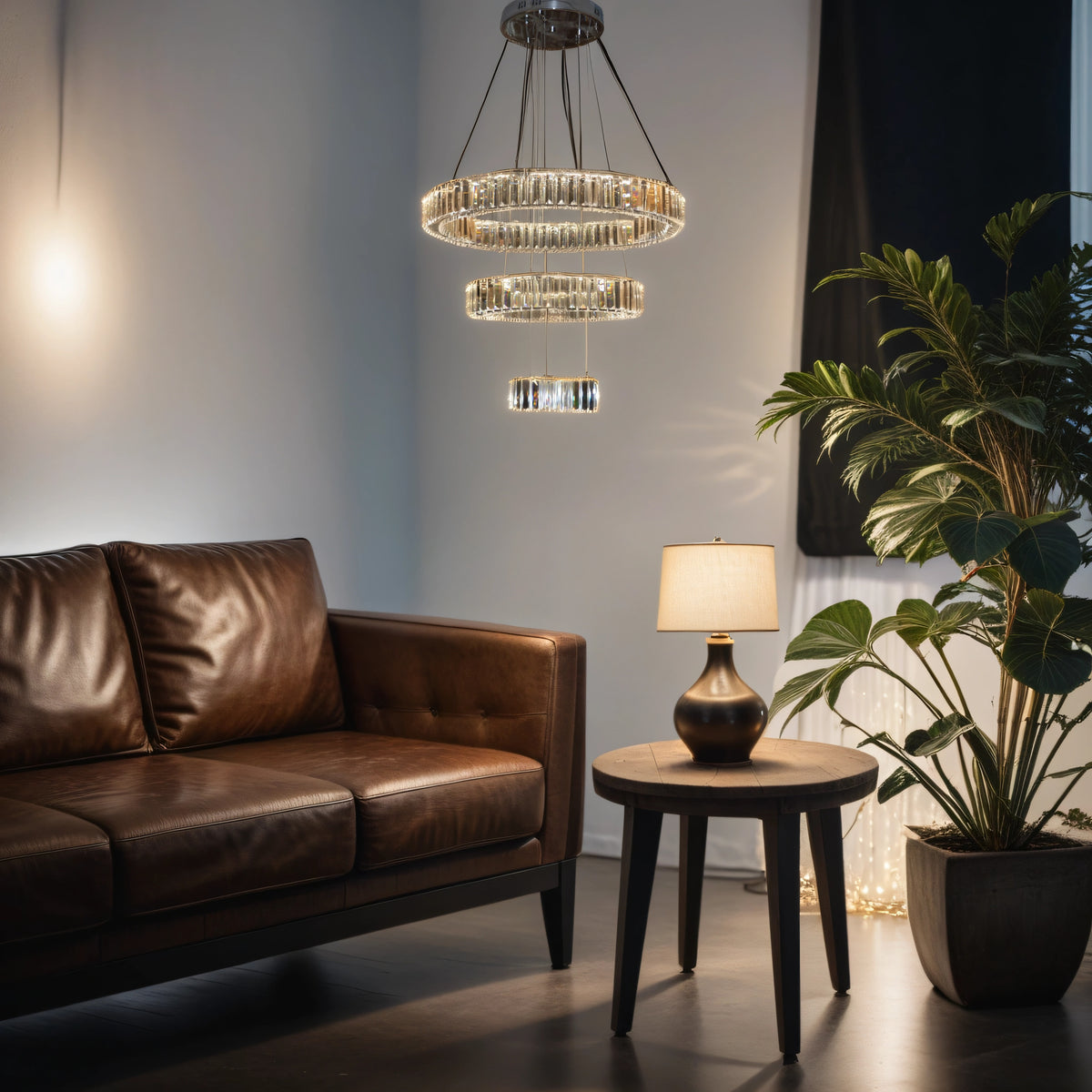 Luxury Modern Crystal Ring Chandelier Ceiling Light – Multi-Tier LED Pendant