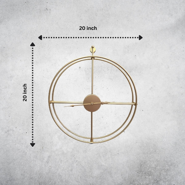 Minimalist Double-Ring Wall Clock – Open Frame Design – Black & Gold
