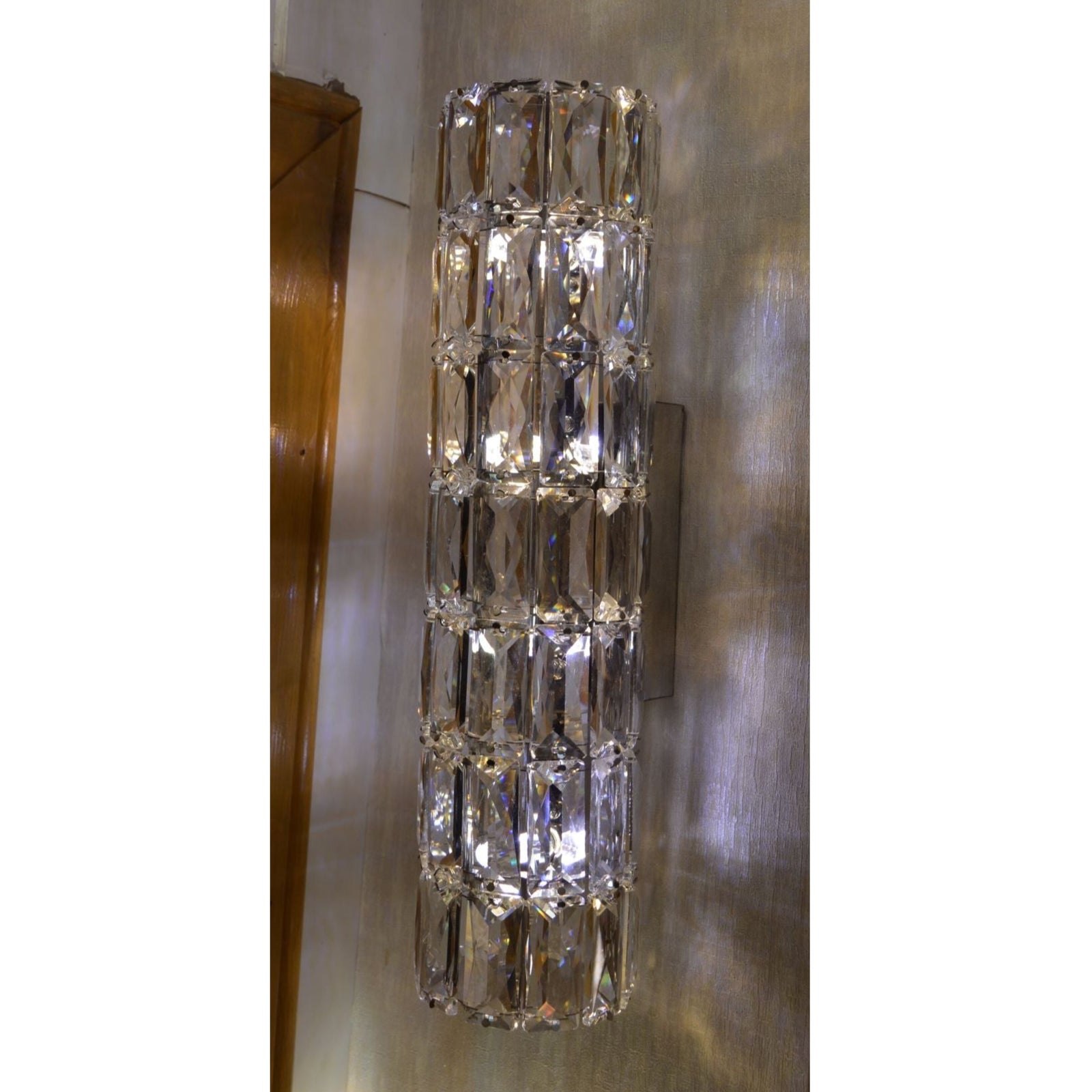 Crystal rectangle bar wall light with color changing feature- 9122-350ch