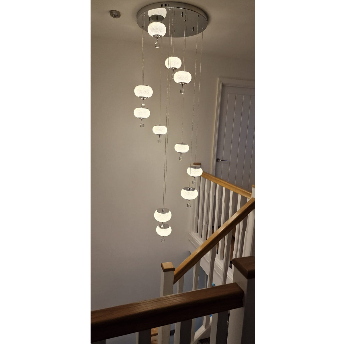 Pendant-Crystal Globs Staircase hanging Pendant Ceiling Light-2113-11CH/GD & 2113-7CH/GD-color changing & dimmable with remote control