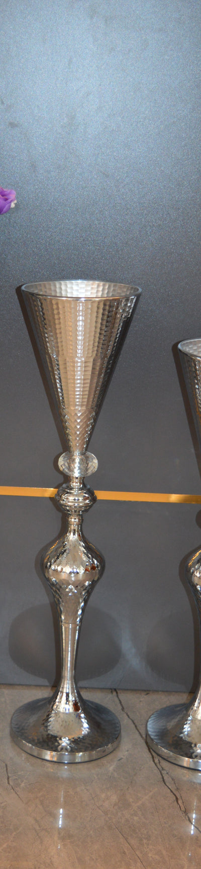 Home Décor Flower Vase in three different sizes in chrome & Gold-9102