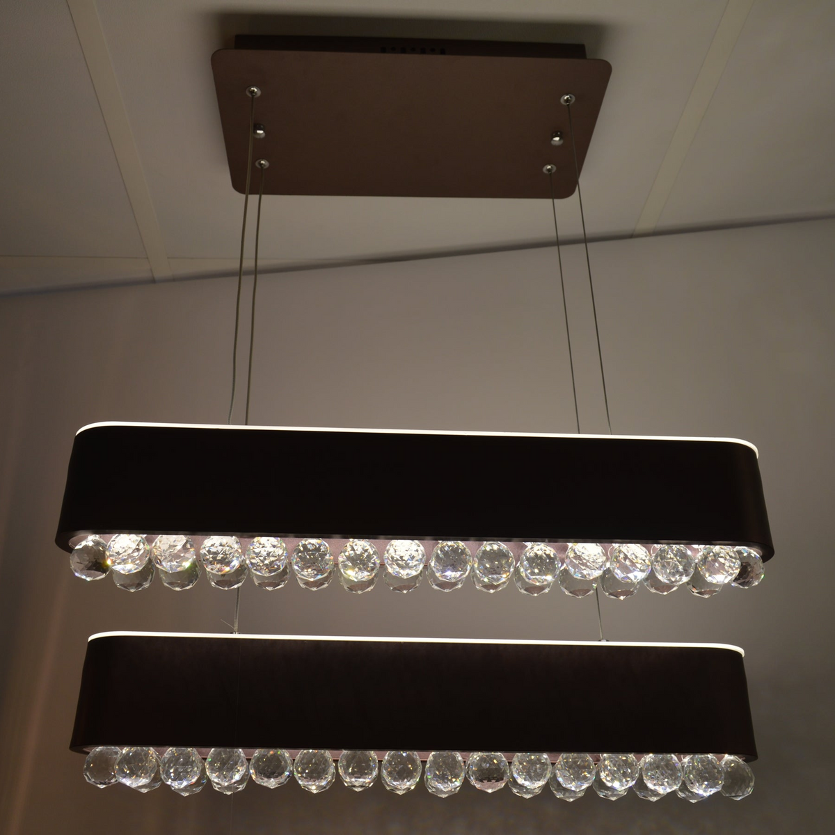 Wooden suspended/mounted ceiling crystallic bulbs light [725-S+1 | 701-2M]