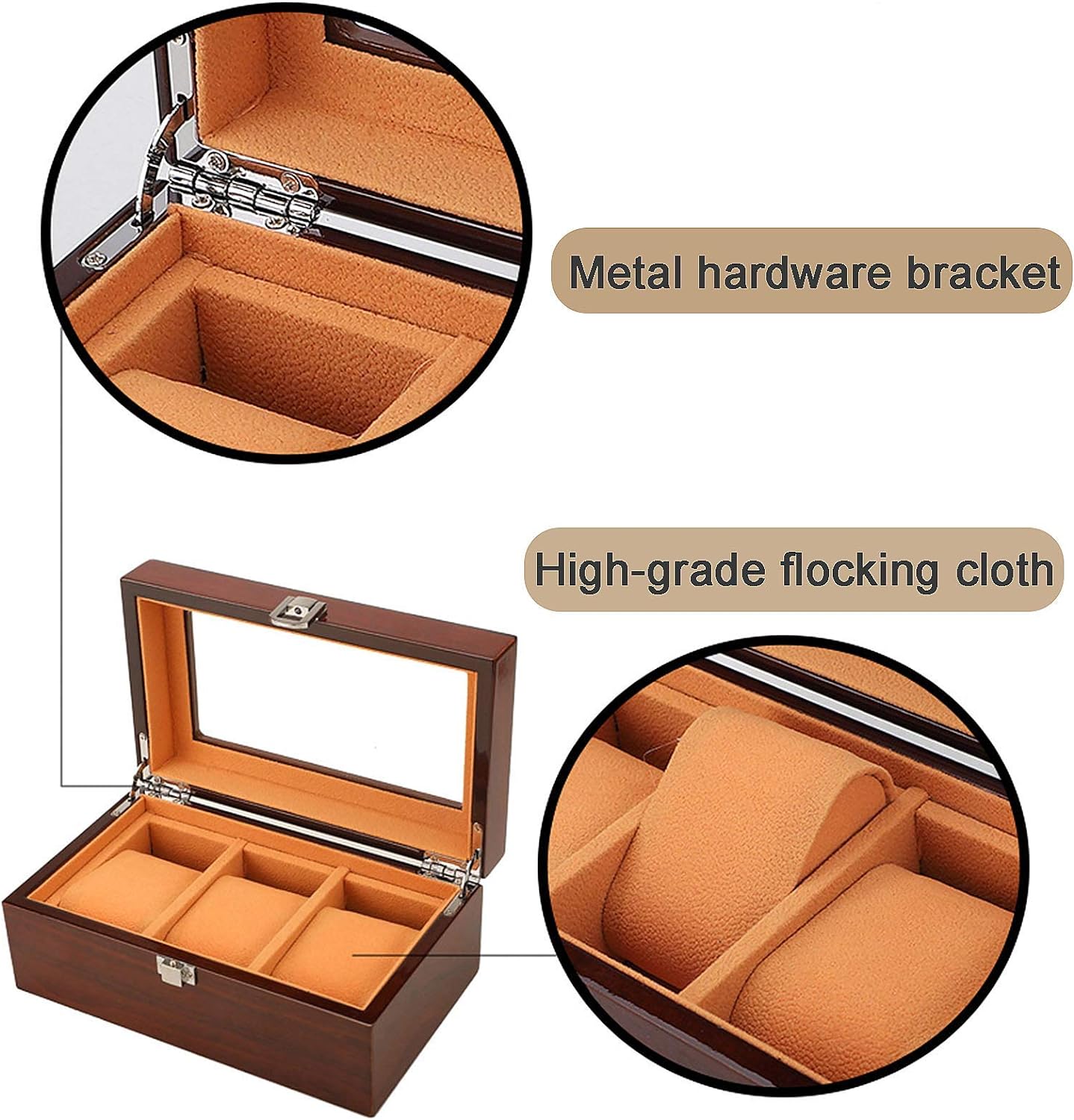 Watch Box Organizer 3 & 5 Slots Wooden Watch Display Case -Luxury Gift for Men and Women