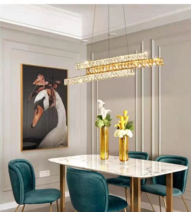 Luxury Triple-Tier Crystal LED Linear Chandelier - Colour Changing Feature
