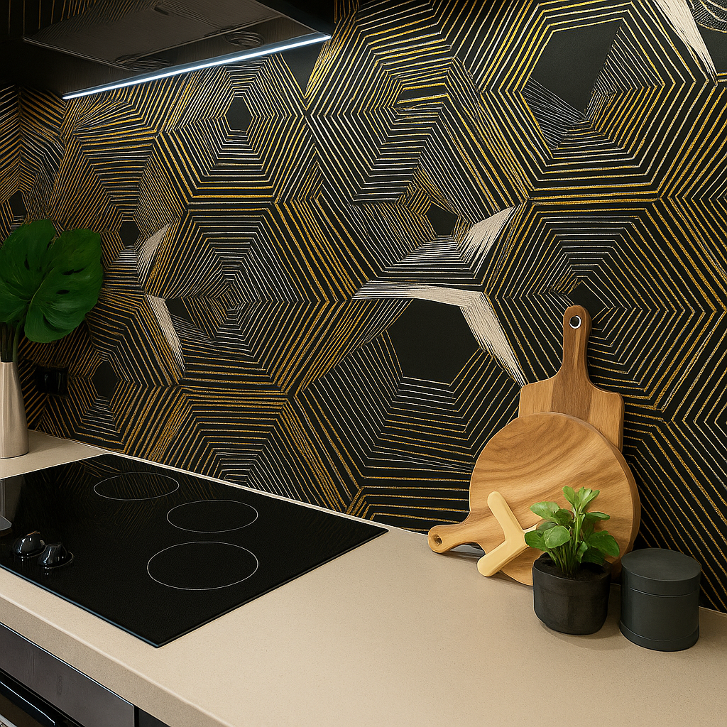 Gold & Black Decor Porcelain Tiles 600 x 600 x 10mm