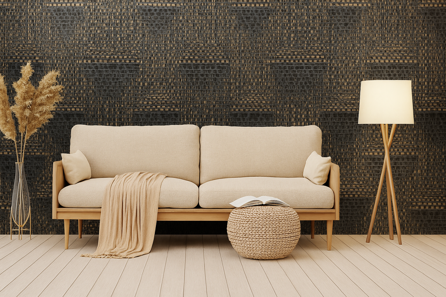 3D Geometric Print -Grey, Cream & Black Colour Wallpapers-BU12401