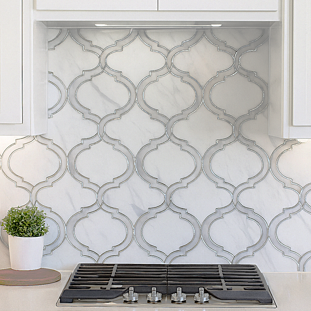 Porcleain Decor Tiles in large Greyscale with silver trim | 1 sheet 60 x 30 cm | 6 tiles 1 sqm-D-RTX-1