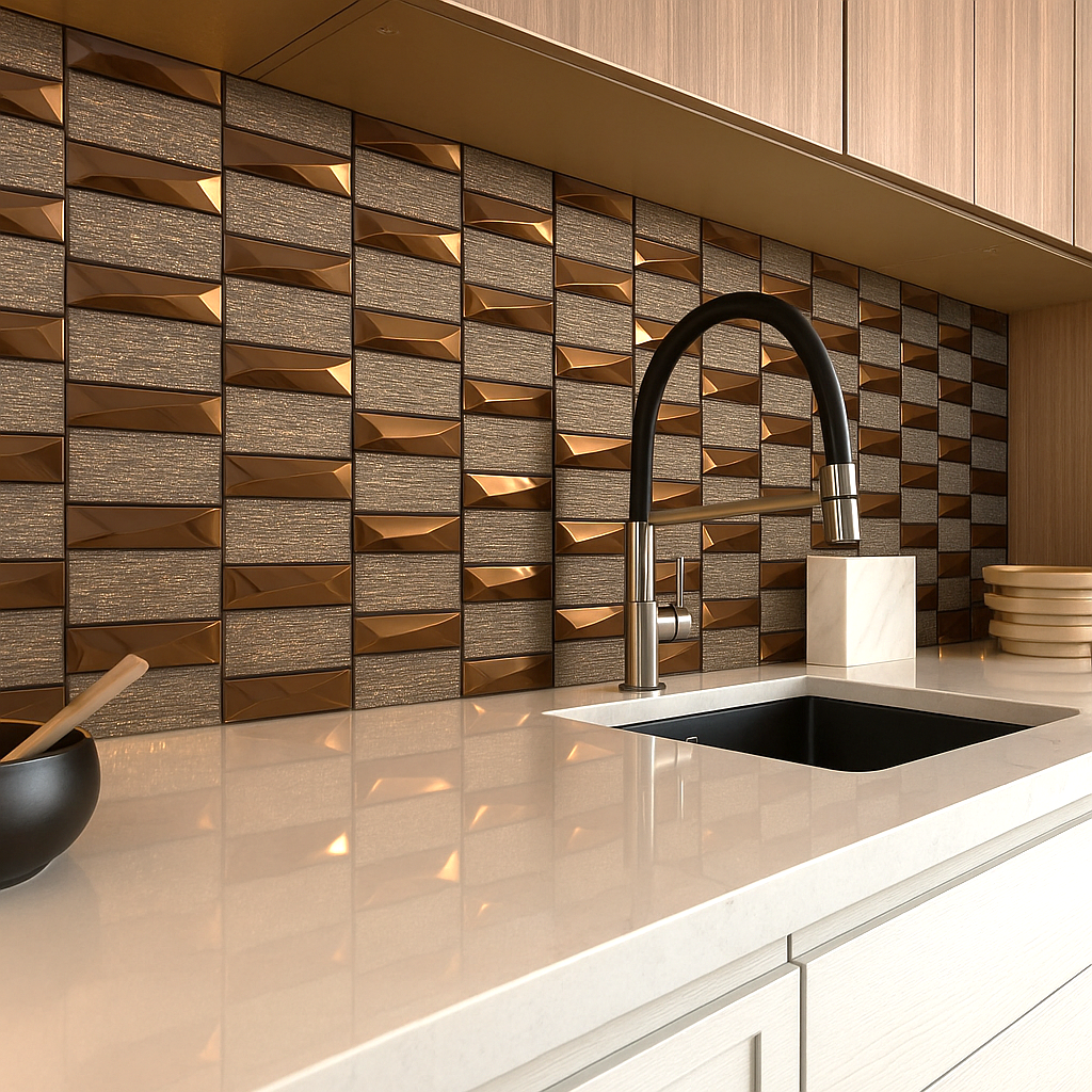 Rosegold Shimmering Glass & Aluminium Mosaic Tiles-300*300*8mm-11sheets-1m2-JH14-B