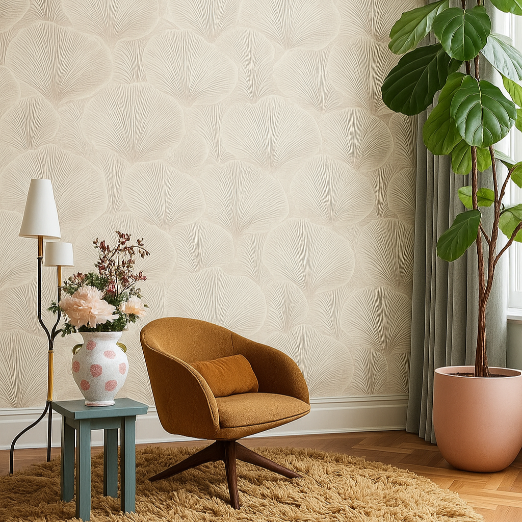 Mushroom Pattern Modern Double Width wallpaper in 3 different colours-15mtr Length and 1mtr Width-VA10202,07 & 10