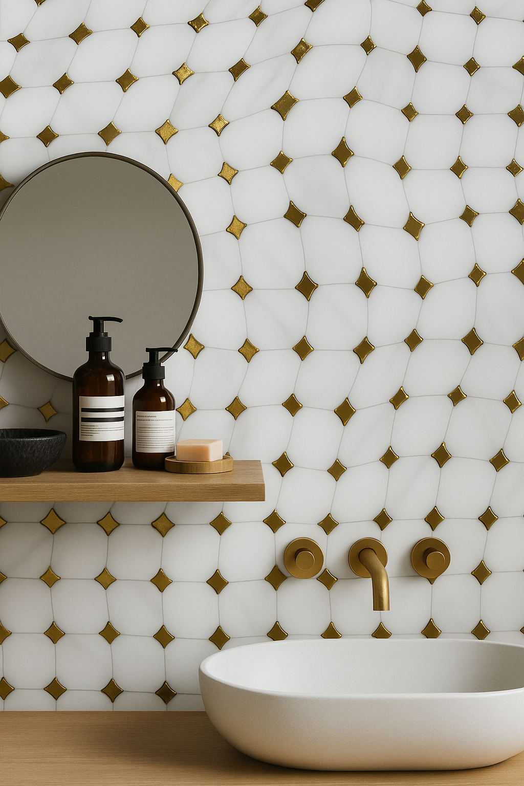 Gold & White Porcelain Decor Tile-300*600*8mm-8sheets-1m2-WJ723 & WJ724