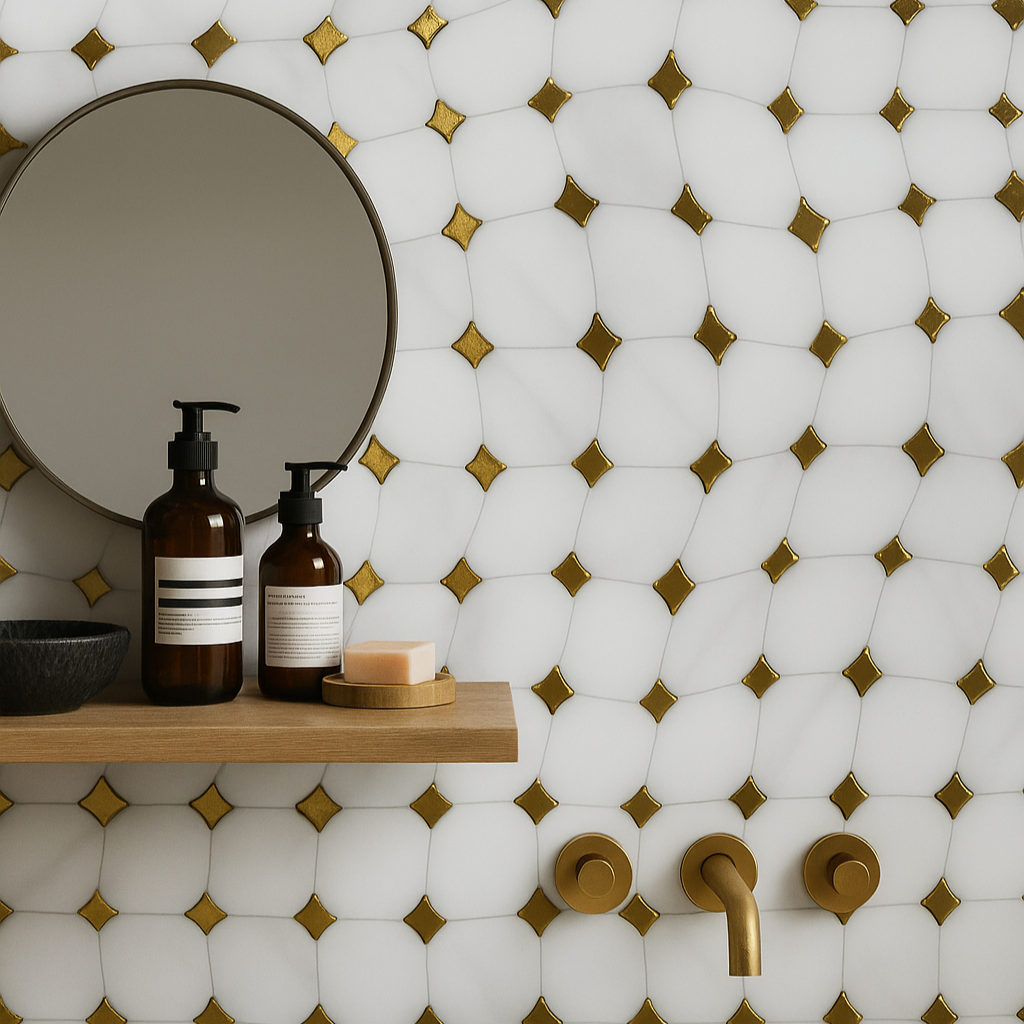 Gold & White Porcelain Decor Tile-300*600*8mm-8sheets-1m2-WJ723 & WJ724