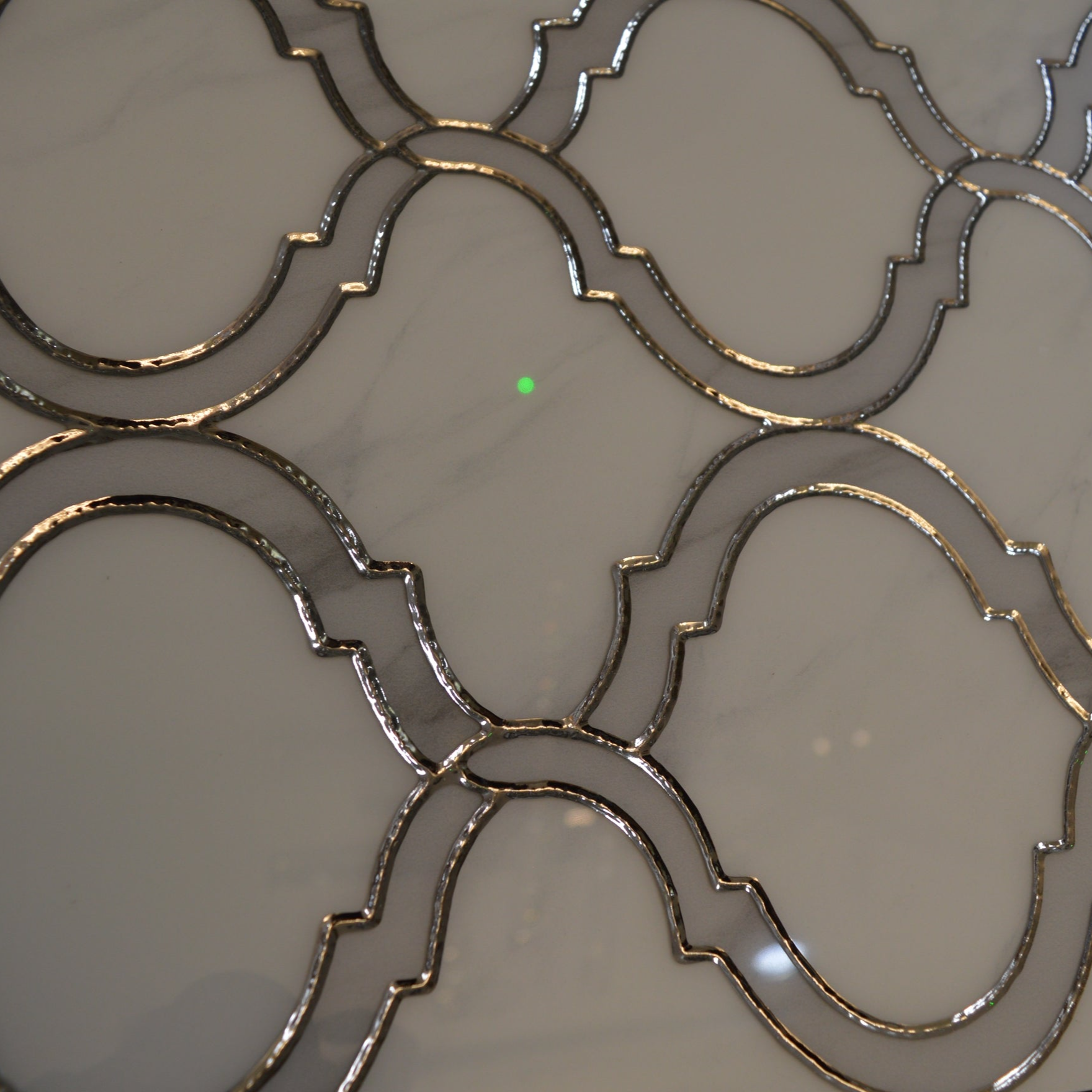 Porcleain Decor Tiles in large Greyscale with silver trim | 1 sheet 60 x 30 cm | 6 tiles 1 sqm
