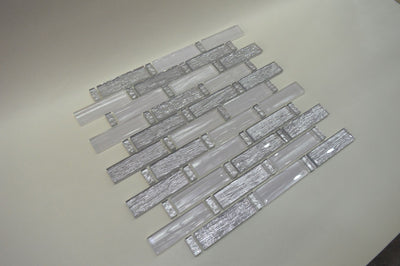 White Silver Foil Glass Mosaic Tile | 1 sheet 300x300x8mm | 11 sheets 1sqm