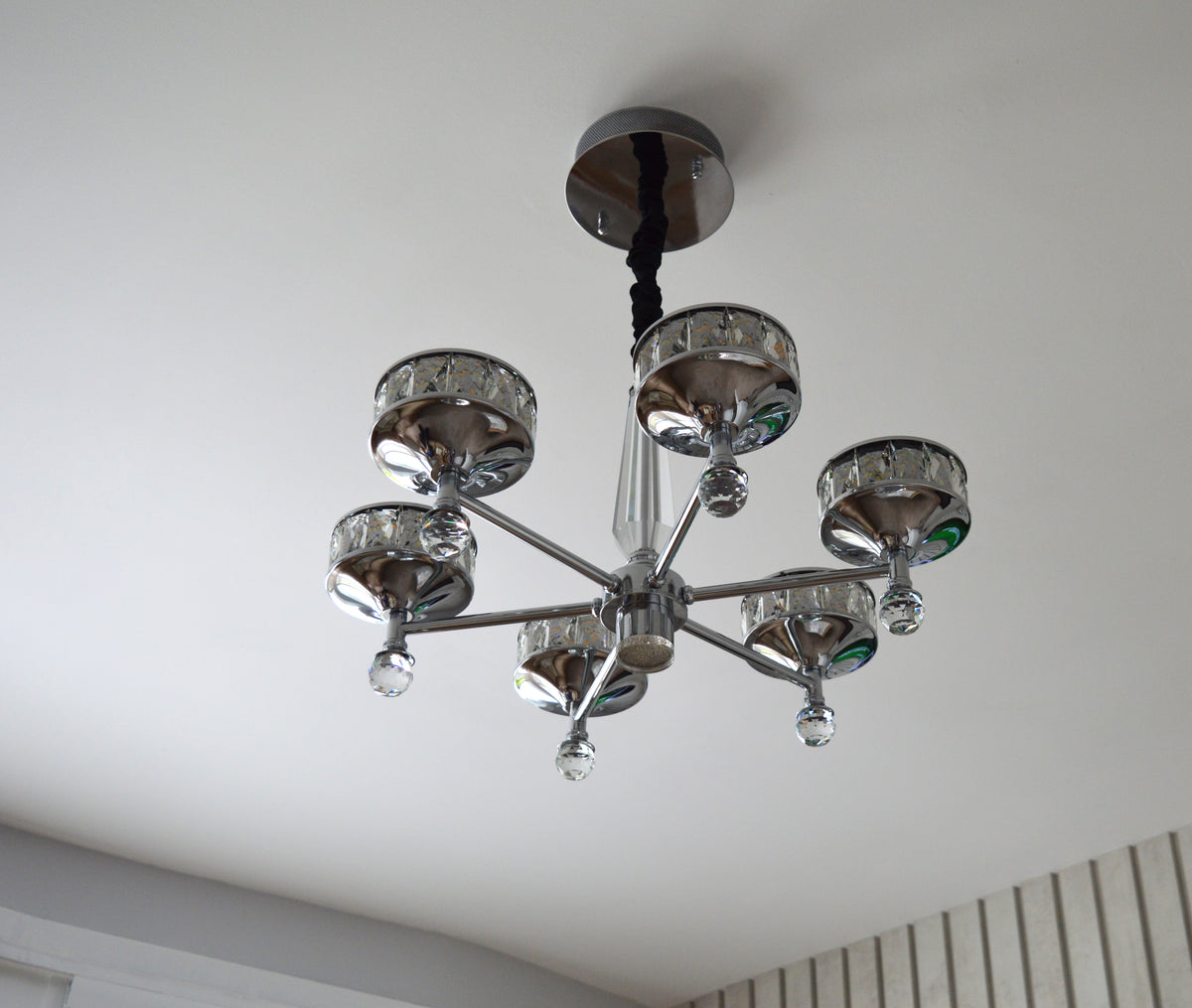 Crystallic Glitter Chandelier with colour changing feature in Gold / Silver-2126