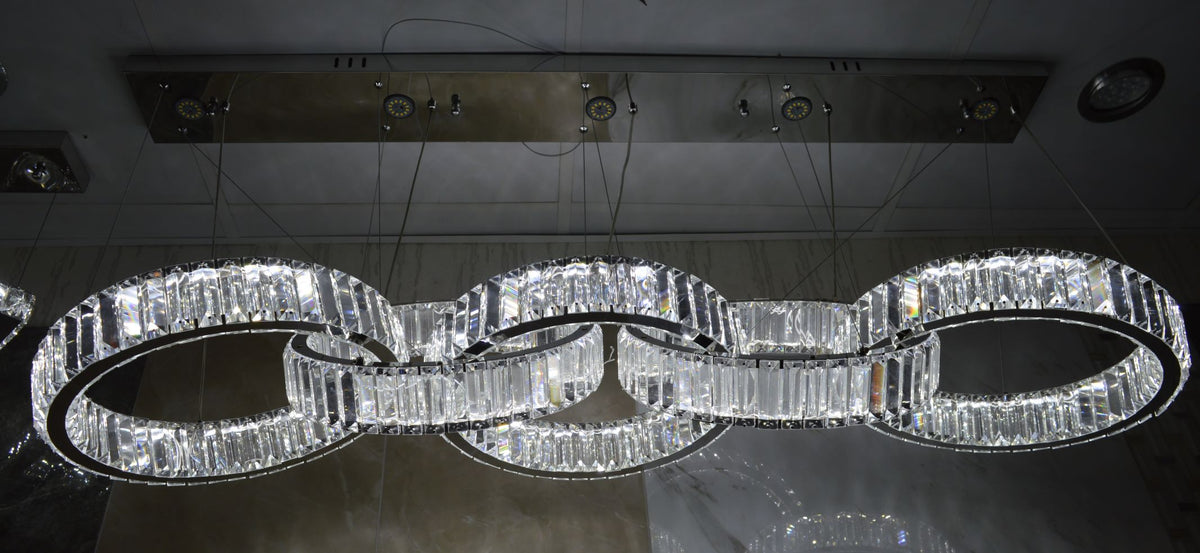 Luxury Triple Ring Crystal LED Chandelier Ceiling Light - Modern Dimmable