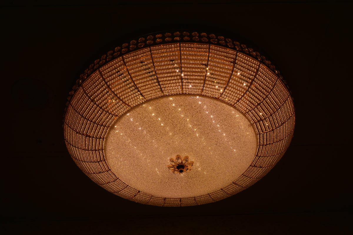 LED Crystallic Flushmount Ceiling Light with colour changing features- 9181-800 & 600 Gold/Chrome