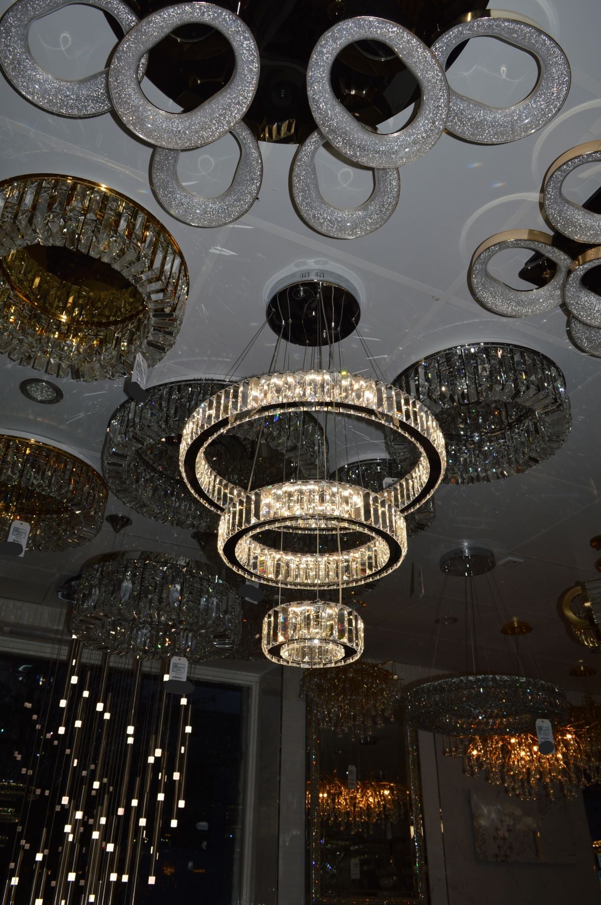 Luxury Modern Crystal Ring Chandelier Ceiling Light – Multi-Tier LED Pendant