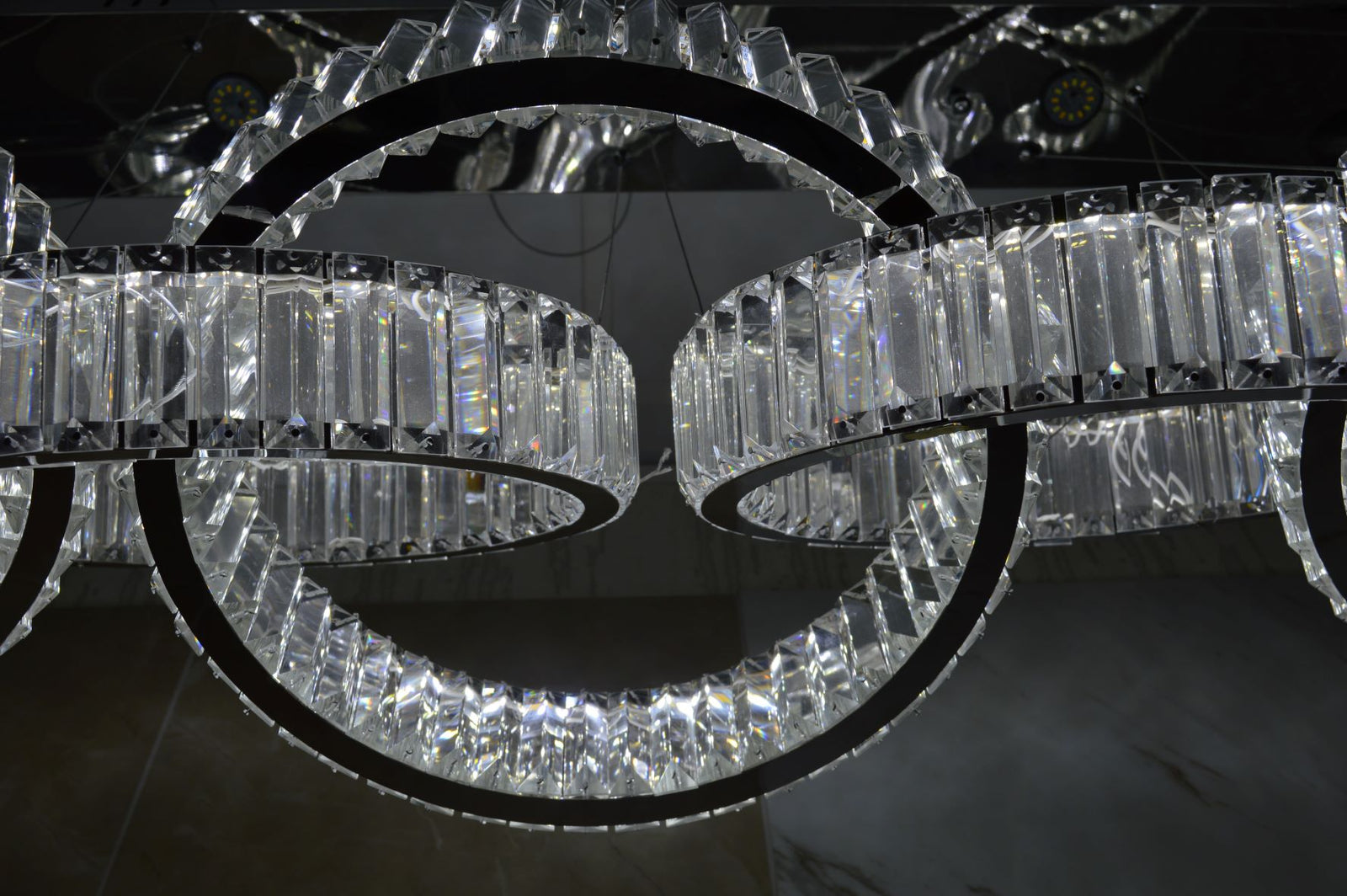 Luxury Triple Ring Crystal LED Chandelier Ceiling Light - Modern Dimmable