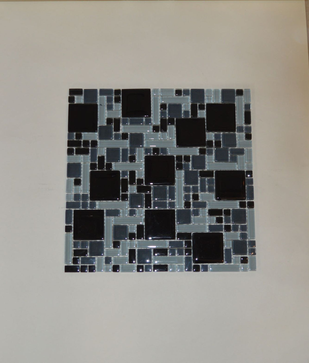 Black, Grey & Light Olive Green Geometric Glass Mosaic Tile-300*300*8mm-11sheets-1m2-Code: 8WYG-06_1