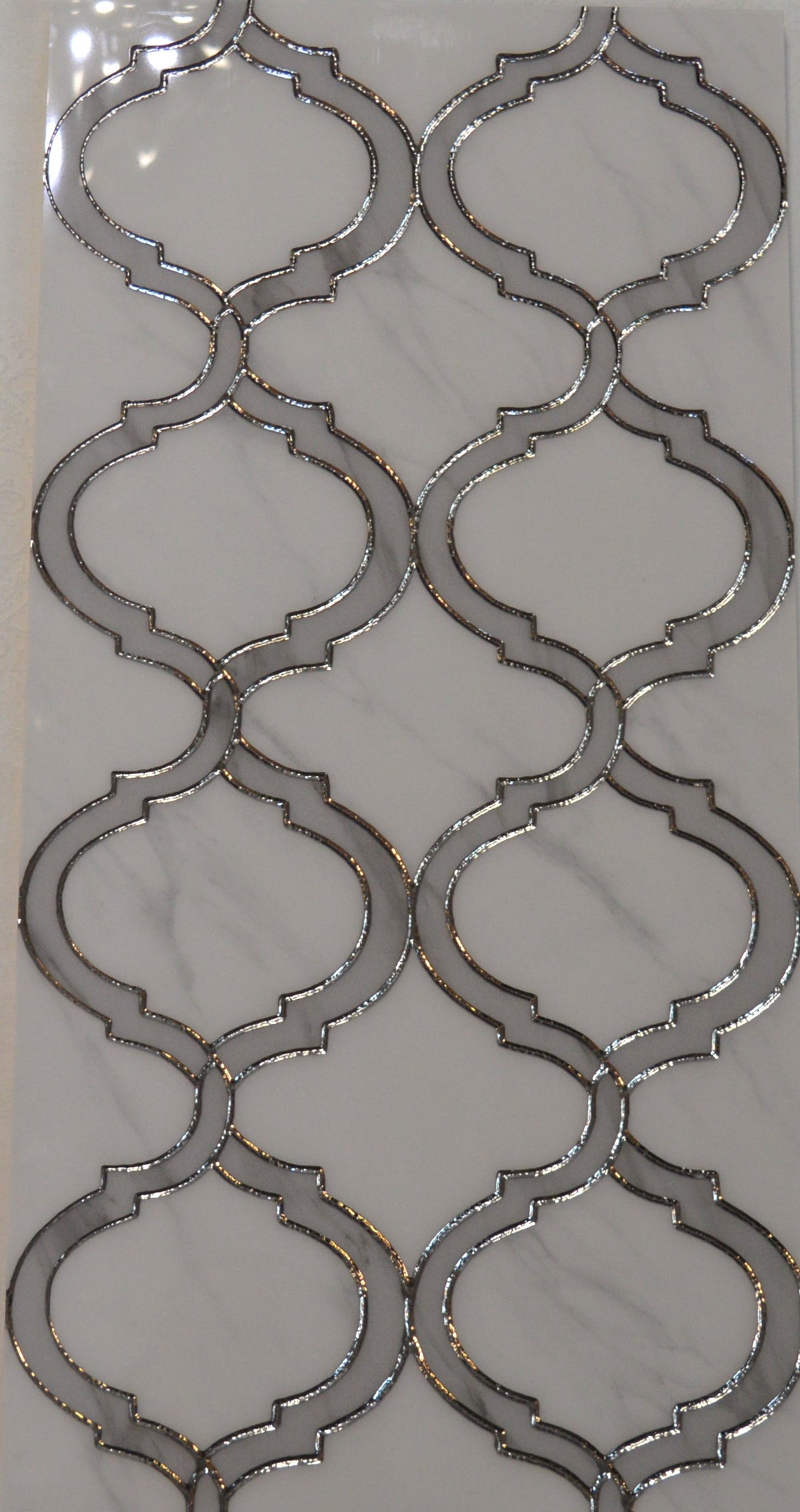 Porcleain Decor Tiles in large Greyscale with silver trim | 1 sheet 60 x 30 cm | 6 tiles 1 sqm-D-RTX-1