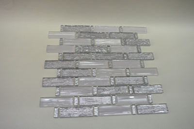 White Silver Foil Glass Mosaic Tile | 1 sheet 300x300x8mm | 11 sheets 1sqm