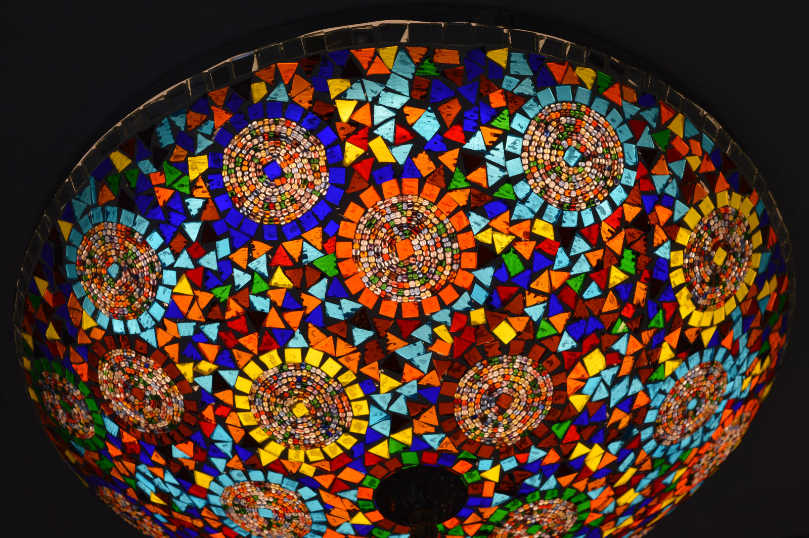 Luxury Turkish Mosaic Glass Ceiling Light Multicolour Handcrafted Mount Light