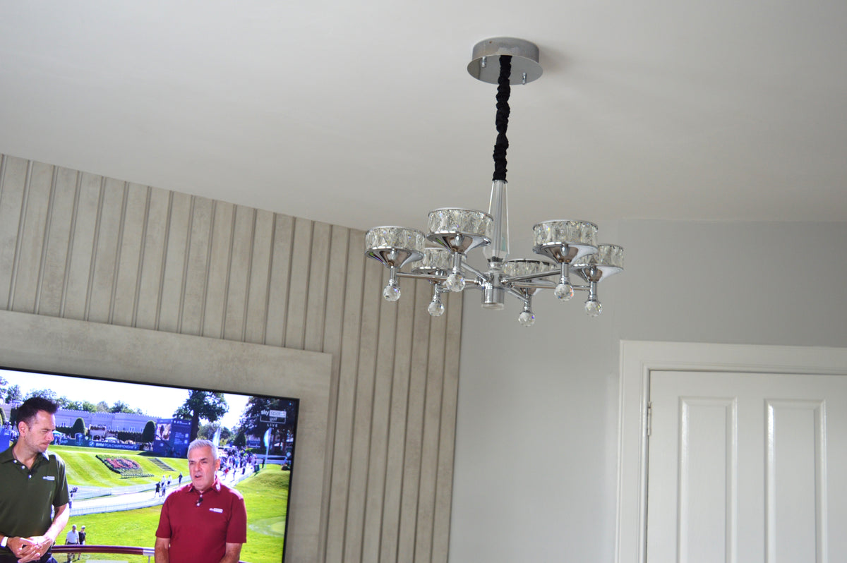 Crystallic Glitter Chandelier with colour changing feature in Gold / Silver-2126