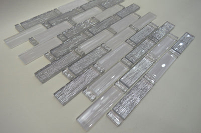 White Silver Foil Glass Mosaic Tile | 1 sheet 300x300x8mm | 11 sheets 1sqm