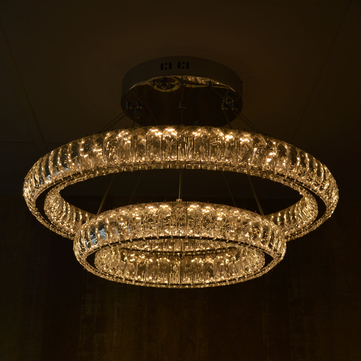 3 & 2 Rings Crystallic LED Chandeliers -Colour Changing Dimmable with Remote Control-8304-600+400 & 8304-700+500+300-Chrome