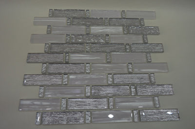 White Silver Foil Glass Mosaic Tile | 1 sheet 300x300x8mm | 11 sheets 1sqm