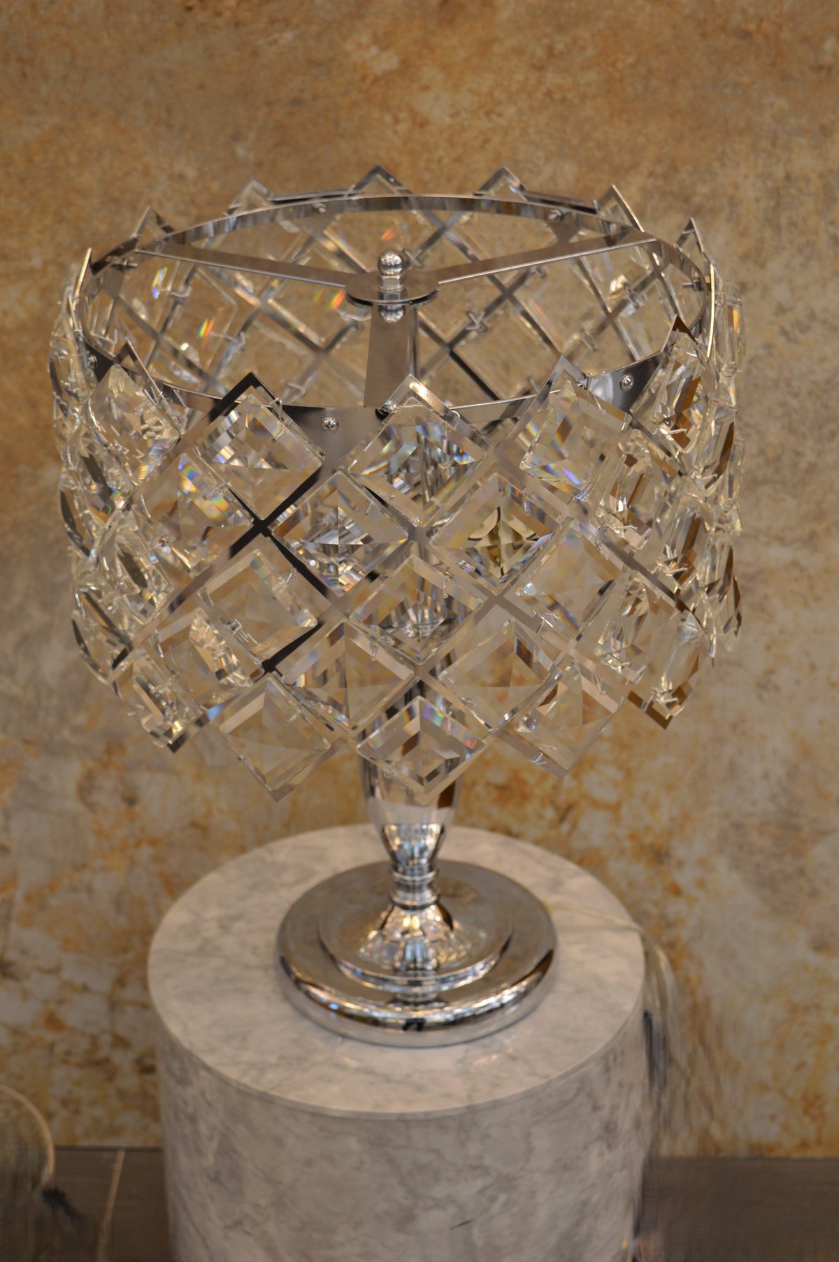 Luxury Crystal Table Lamp with Polished Chrome Base