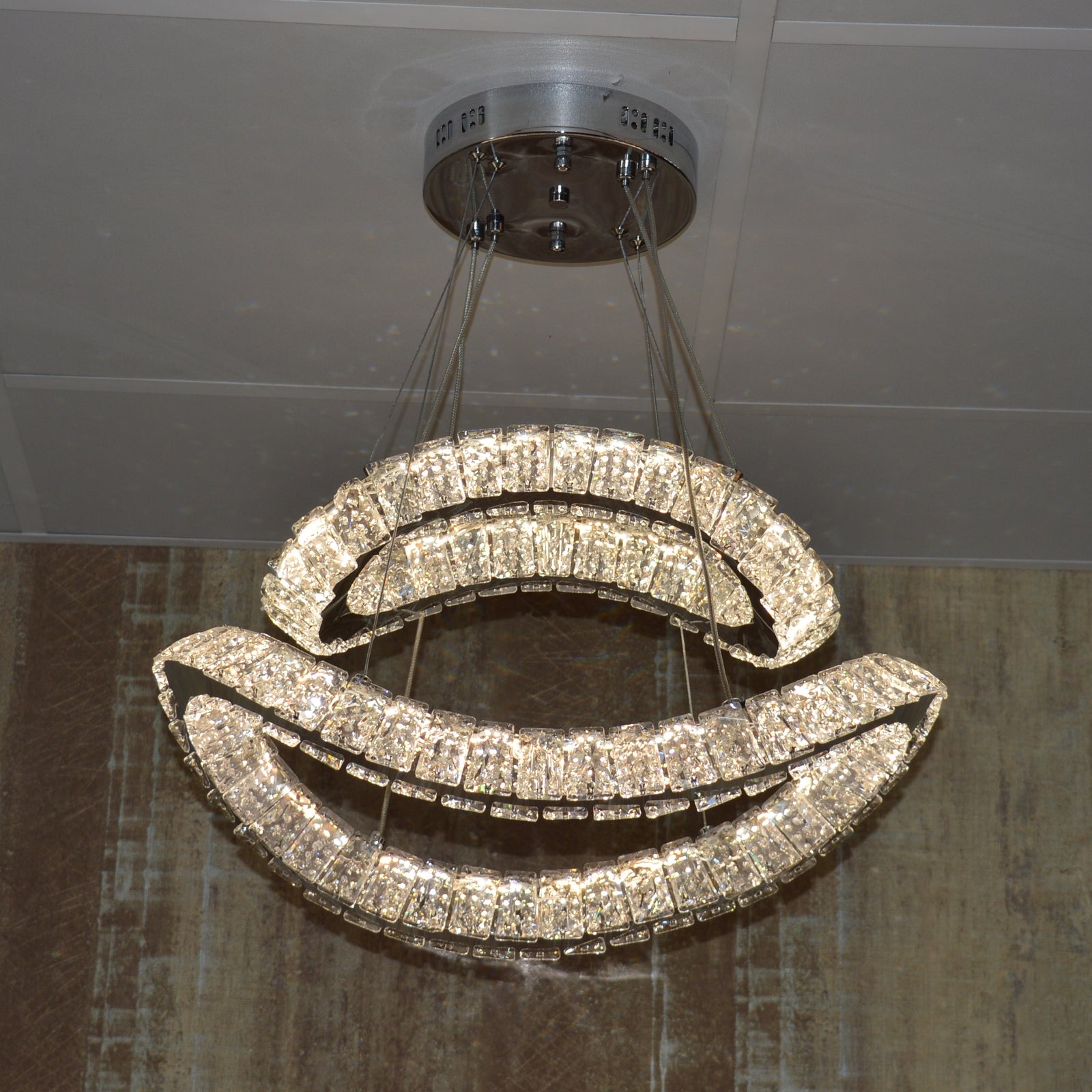 Pendant Ceiling Light-Colour Changing Dimmable with Remote Control-3014-650*650-Chrome