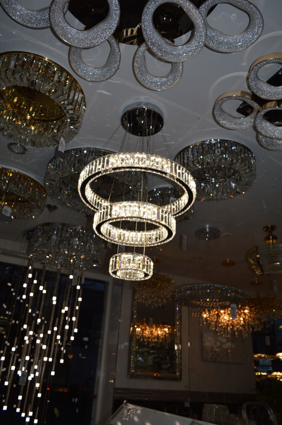 Luxury Modern Crystal Ring Chandelier Ceiling Light – Multi-Tier LED Pendant