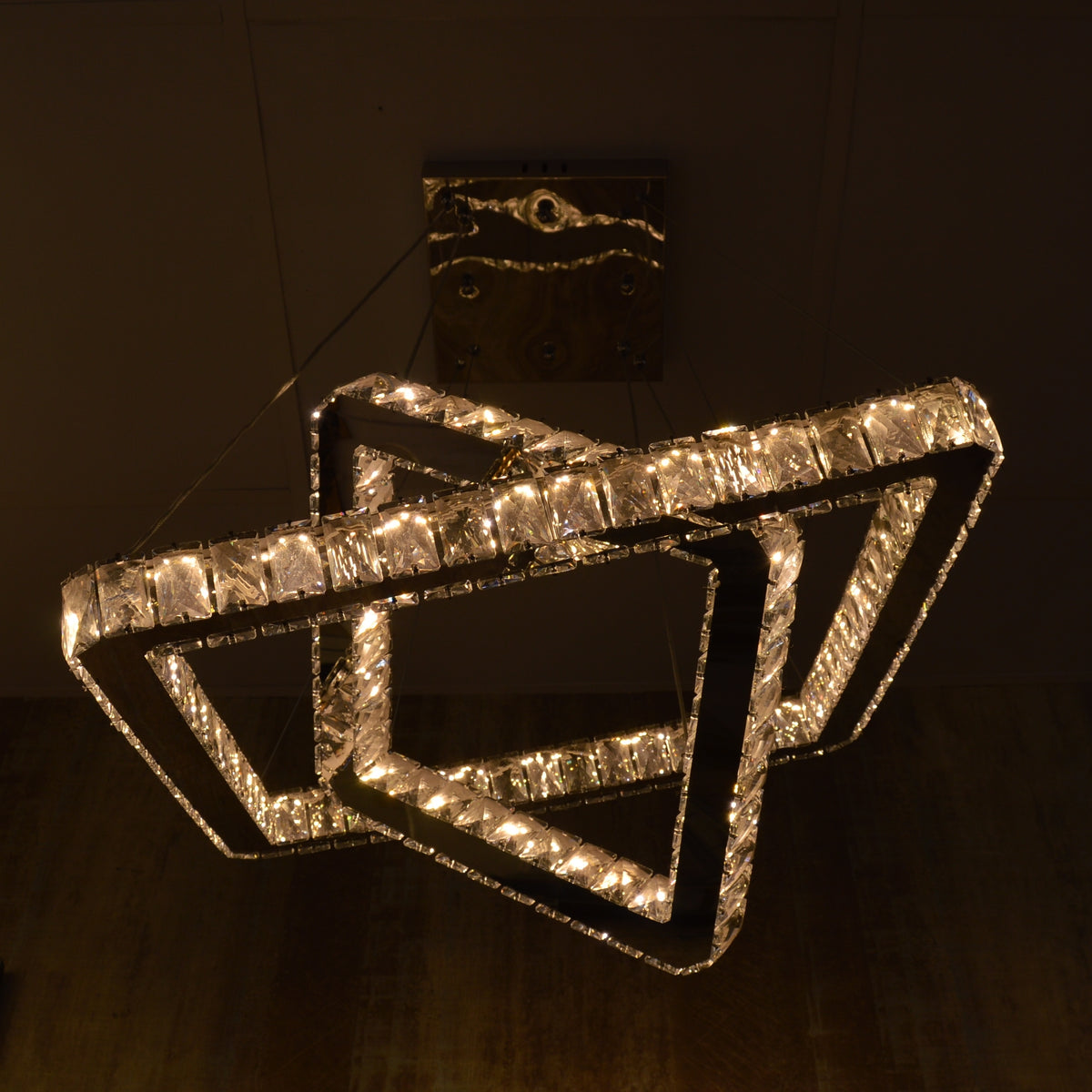 Square 2 Pendant Ceiling Light-Colour Changing Dimmable with Remote Control-20013-600+400-Chrome