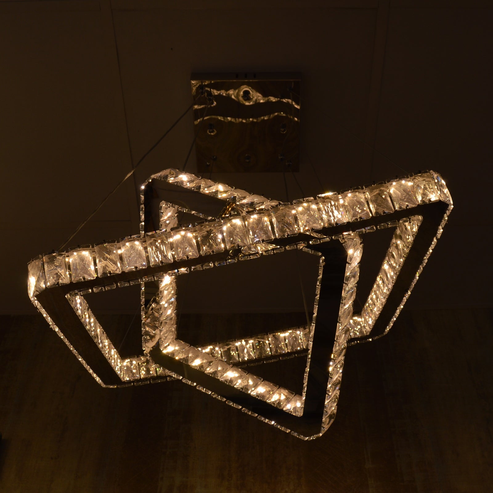 Square 2 Pendant Ceiling Light-Colour Changing Dimmable with Remote Control-20013-600+400-Chrome