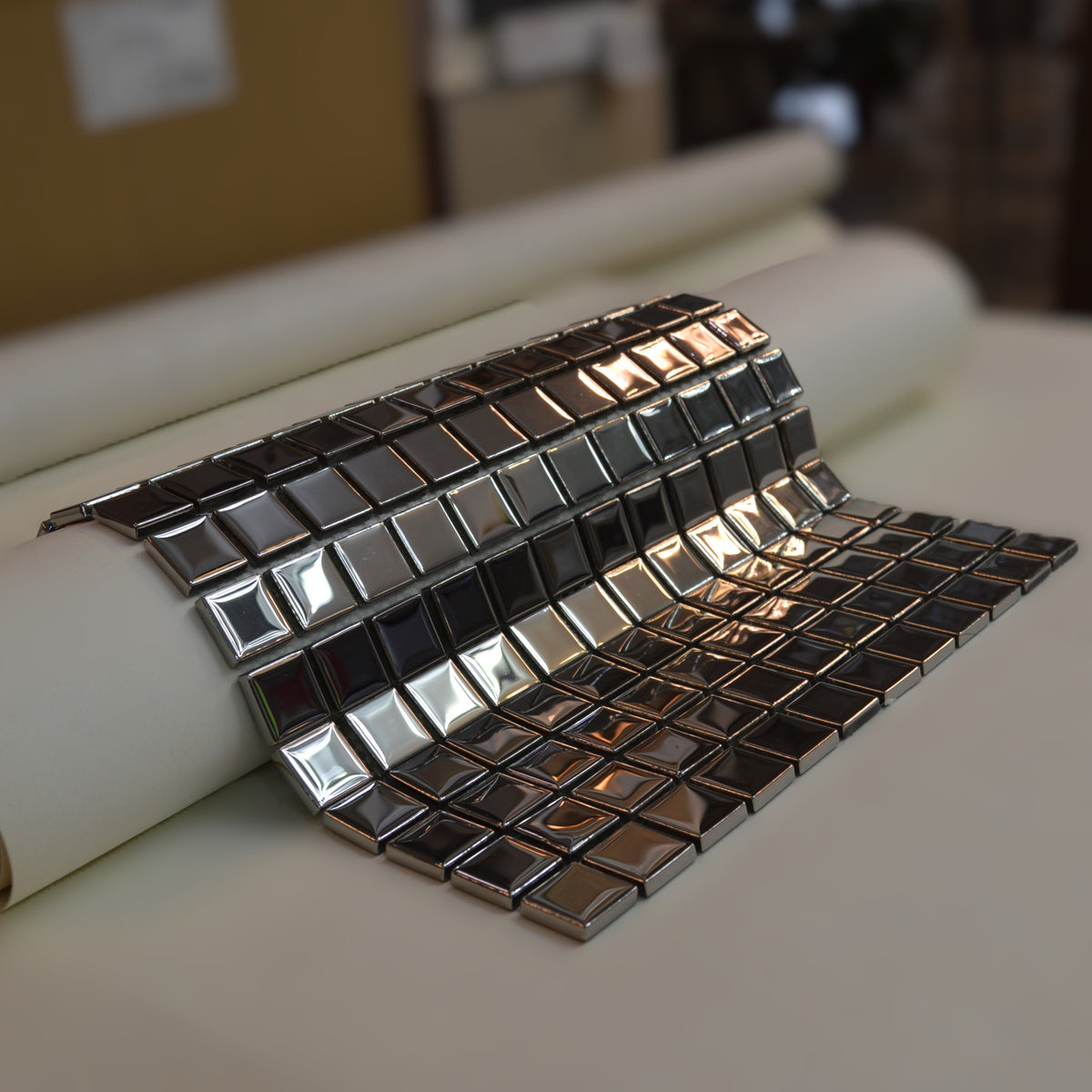 Mirrored Silver Aluminium Ceramic Mosaic Tiles-300*300*8mm-11sheets-1m2-NL23-12