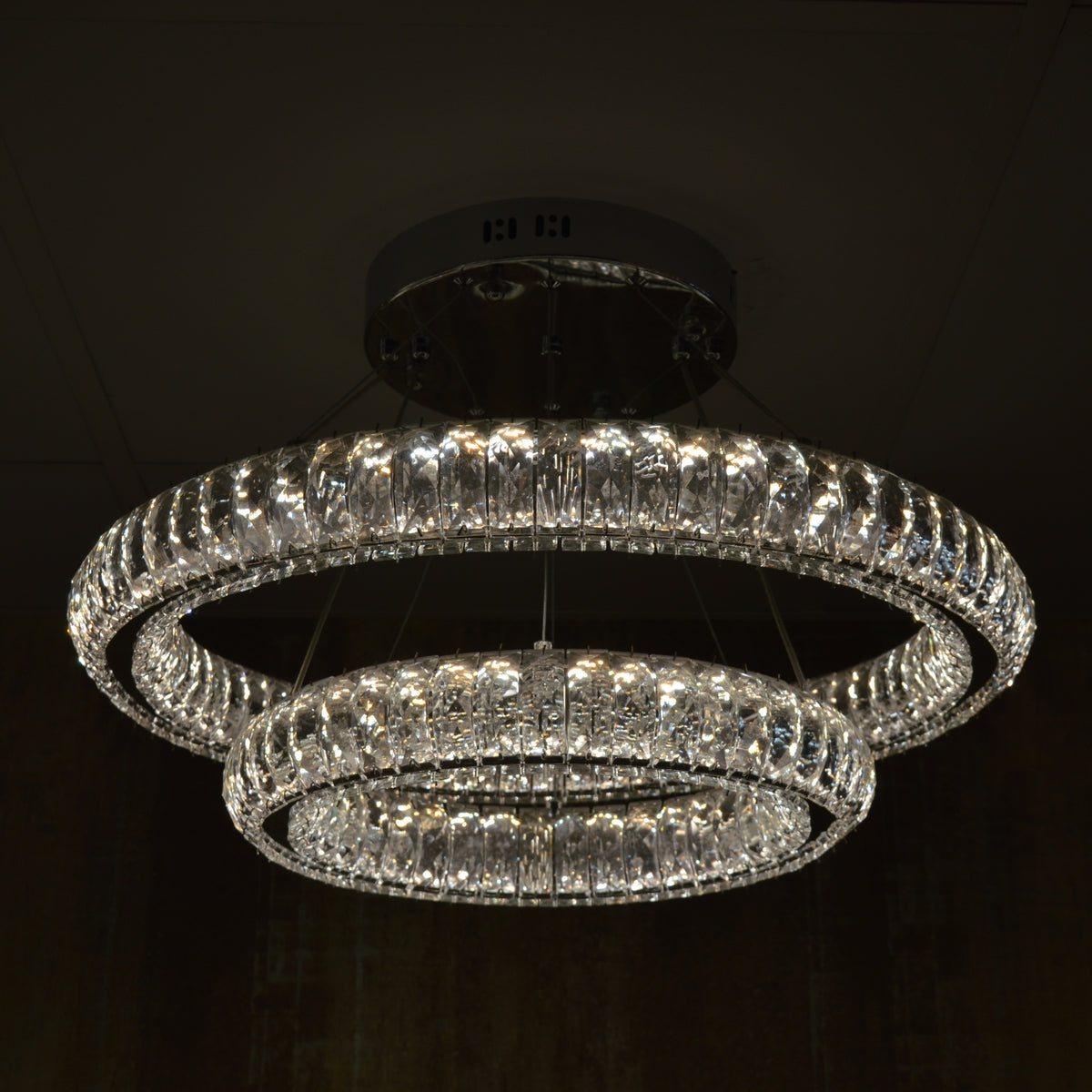 3 & 2 Rings Crystallic LED Chandeliers -Colour Changing Dimmable with Remote Control-8304-600+400 & 8304-700+500+300-Chrome