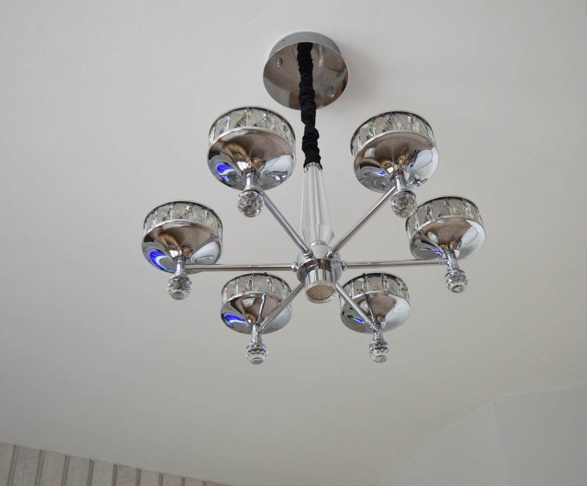 Crystallic Glitter Chandelier with colour changing feature in Gold / Silver-2126