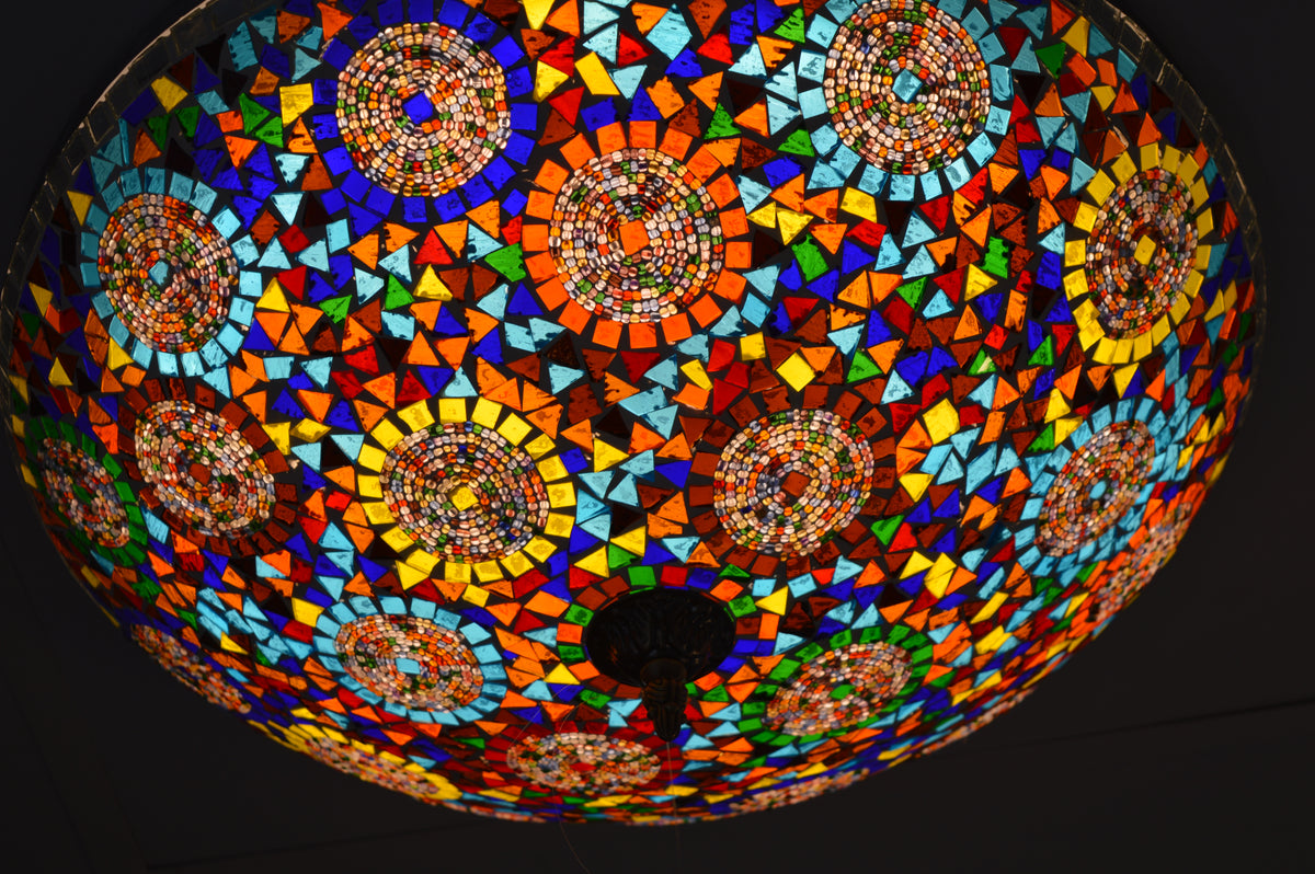 Luxury Turkish Mosaic Glass Ceiling Light Multicolour Handcrafted Mount Light
