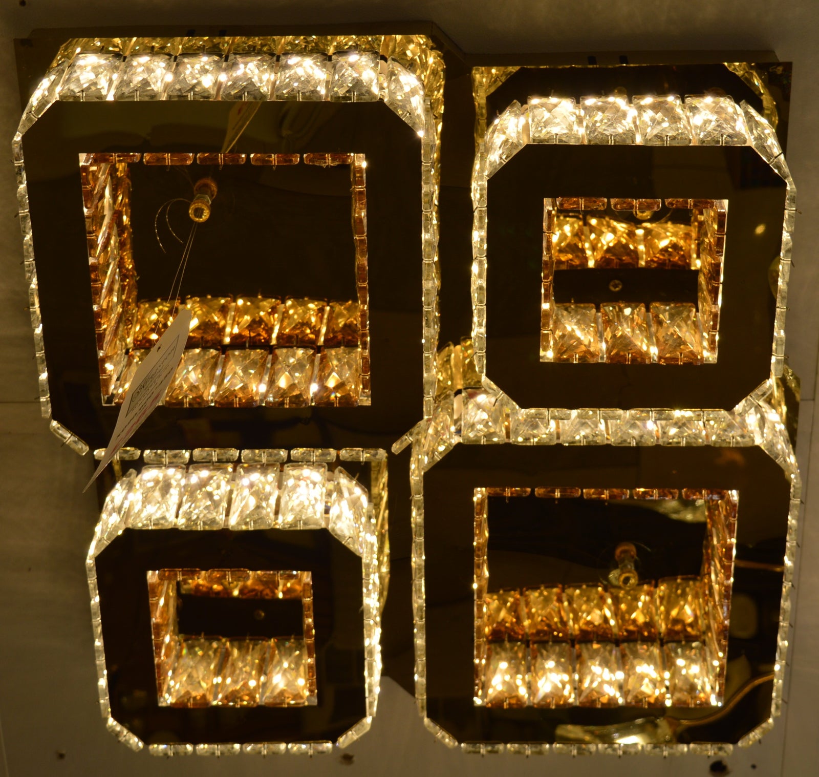 ✨ Luxury 4-Square Gold LED Ceiling Light with Colour changing feature✨