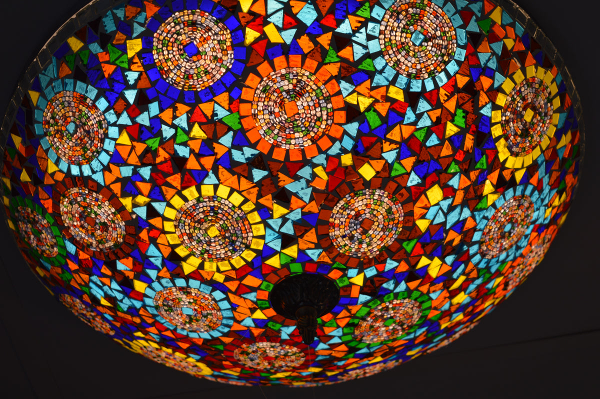 Luxury Turkish Mosaic Glass Ceiling Light Multicolour Handcrafted Mount Light
