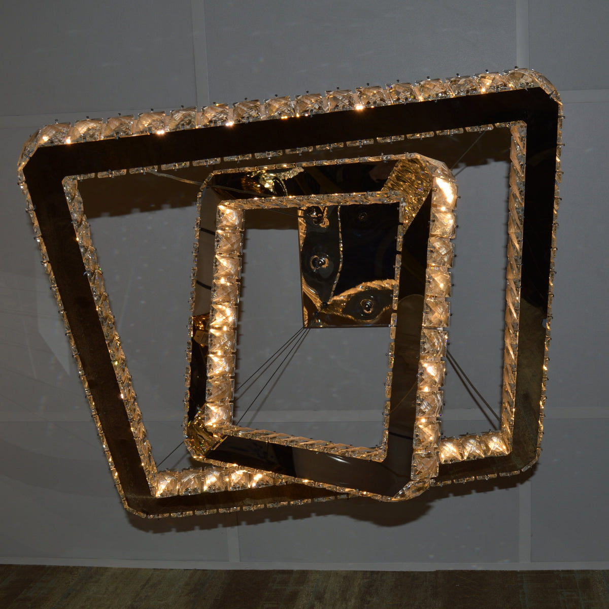 Square 2 Pendant Ceiling Light-Colour Changing Dimmable with Remote Control-20013-600+400-Chrome