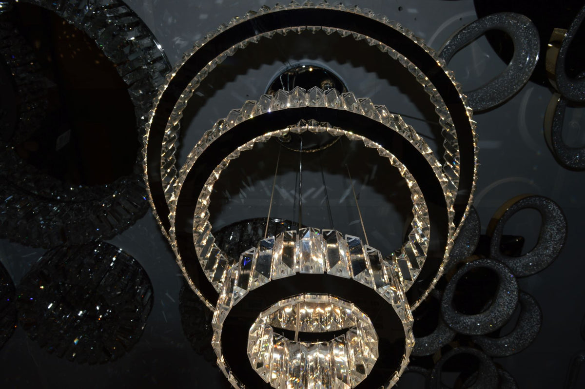 Luxury Modern Crystal Ring Chandelier Ceiling Light – Multi-Tier LED Pendant