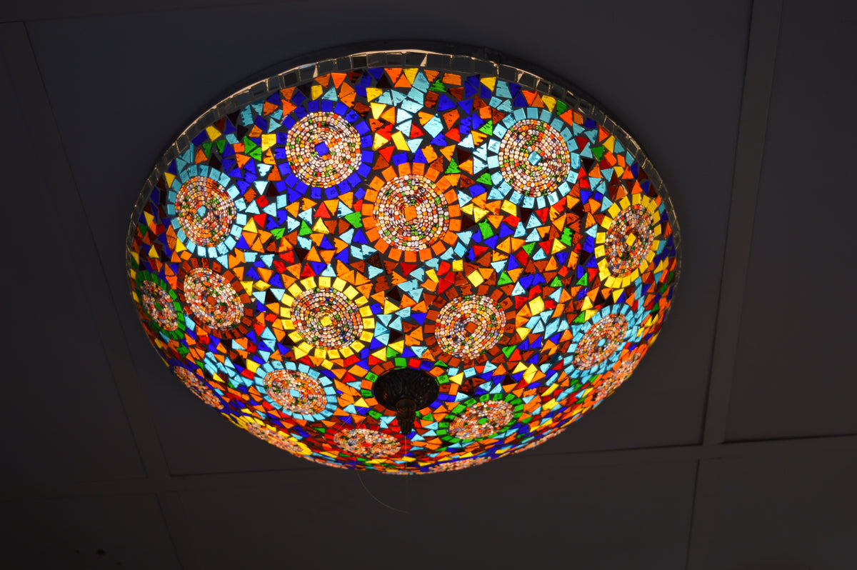 Luxury Turkish Mosaic Glass Ceiling Light Multicolour Handcrafted Mount Light